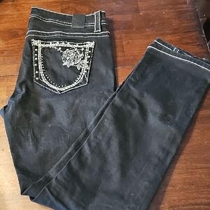 Grace Black Embroidered Skinny Jeans